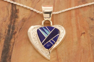 Calvin Begay Genuine Blue Lapis Sterling Silver  Heart Pendant